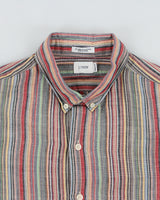 Vintage J.Crew Multicolour Striped Linen Blend Regular Fit Long Sleeve Shirt - L