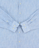 Vintage Culturata Sky Blue Sketch Striped Linen Relaxed Fit Long Sleeve Shirt - XL