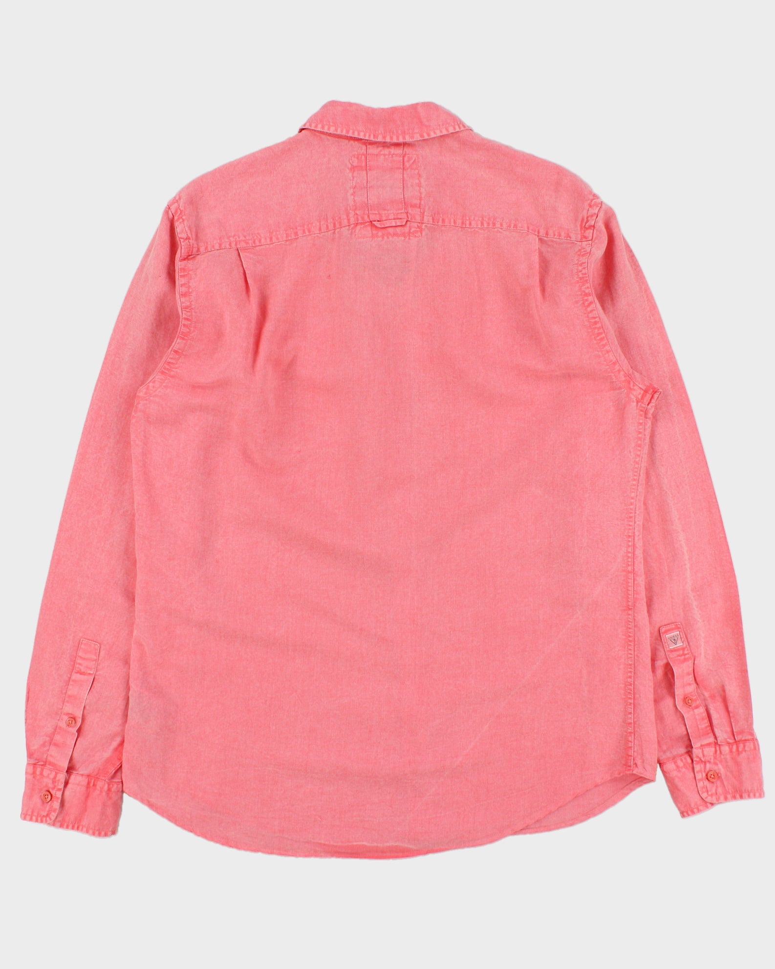 Vintage Guess Acid Wash Pink Linen Blend Regular Fit Long Sleeve Logan Shirt - M