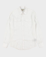 Vintage Y2K 00s Le Chateau White Ocean Wash Linen Long Sleeve Pocket Shirt - S