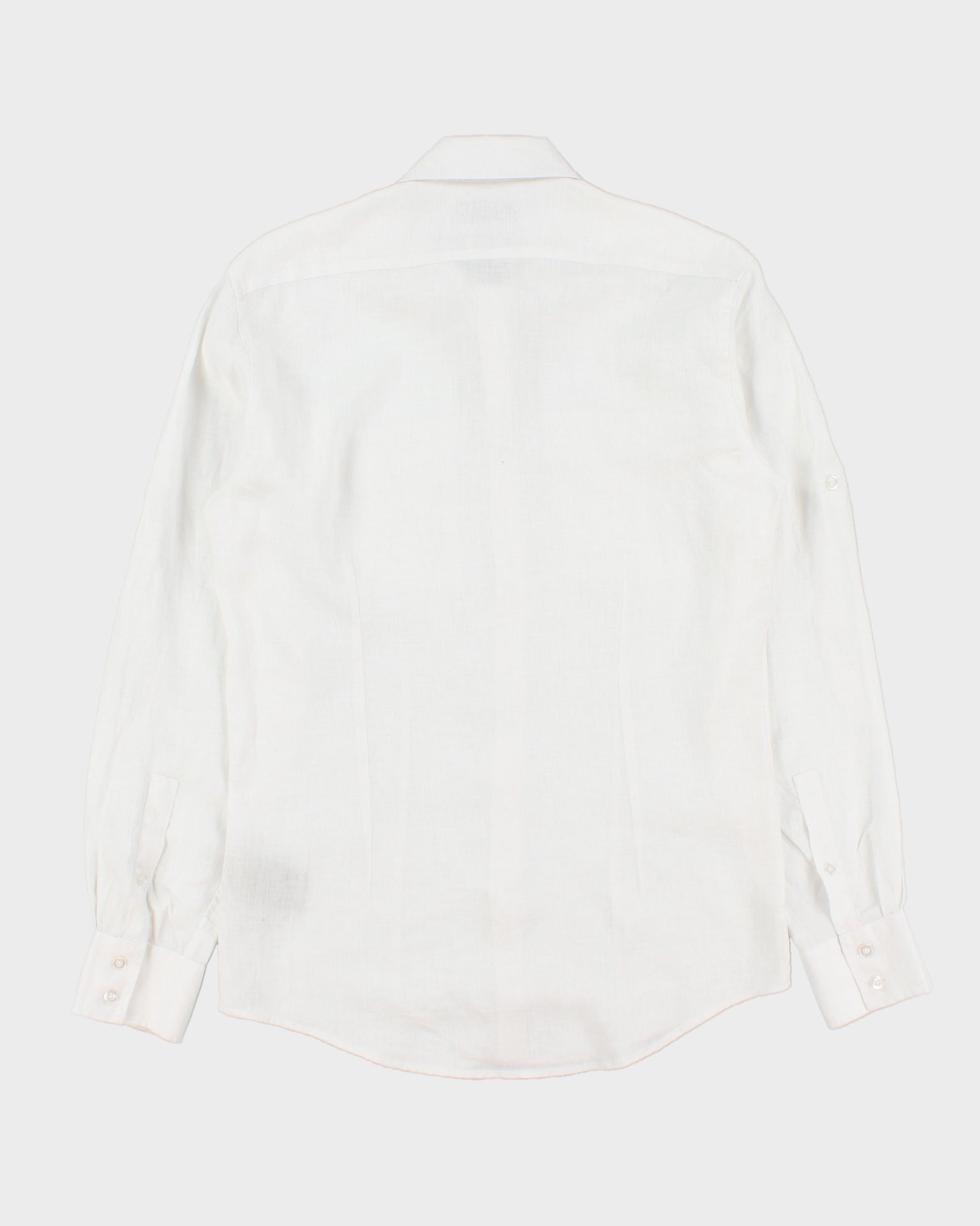 Vintage Y2K 00s Le Chateau White Ocean Wash Linen Long Sleeve Pocket Shirt - S