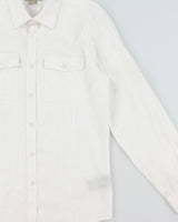 Vintage Y2K 00s Le Chateau White Ocean Wash Linen Long Sleeve Pocket Shirt - S