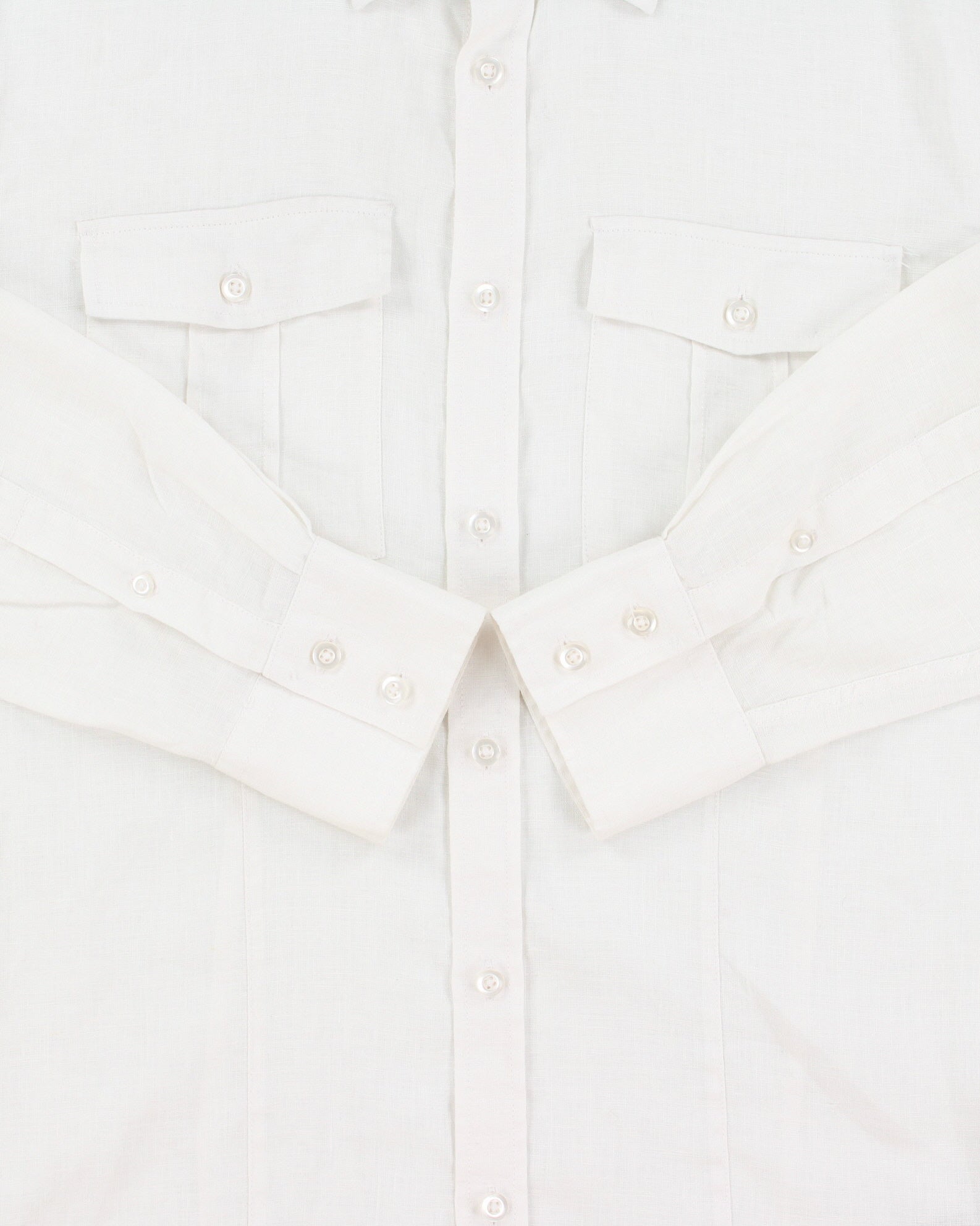 Vintage Y2K 00s Le Chateau White Ocean Wash Linen Long Sleeve Pocket Shirt - S
