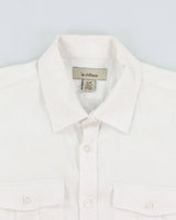 Vintage Y2K 00s Le Chateau White Ocean Wash Linen Long Sleeve Pocket Shirt - S
