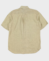 Vintage Y2K 00s Tommy Hilfiger Sage Ocean Wash Linen Regular Fit Short Sleeve Pocket Shirt - M