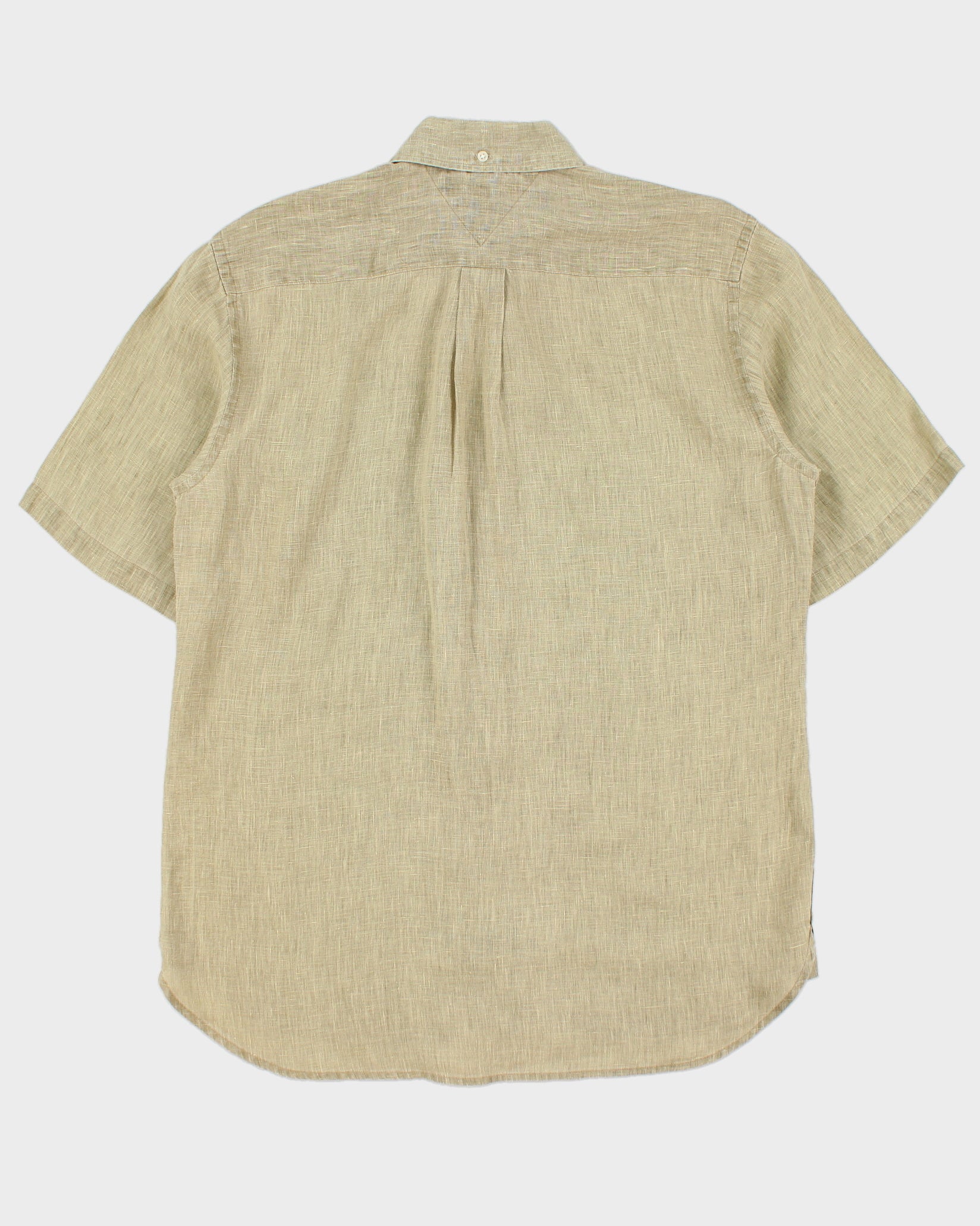 Vintage Y2K 00s Tommy Hilfiger Sage Ocean Wash Linen Regular Fit Short Sleeve Pocket Shirt - M