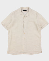 Vintage Bugatchi Uomo Ocean Wash Linen Classic Fit Short Sleeve Cuban Collared Shirt - XL