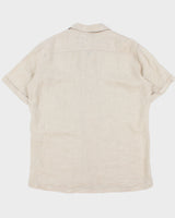 Vintage Bugatchi Uomo Ocean Wash Linen Classic Fit Short Sleeve Cuban Collared Shirt - XL