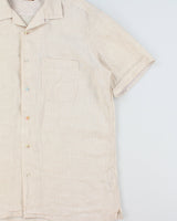 Vintage Bugatchi Uomo Ocean Wash Linen Classic Fit Short Sleeve Cuban Collared Shirt - XL