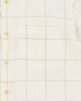 Vintage Y2K 00s Nautica Cream Windowpane Check Ocean Wash Linen Relaxed Fit Short Sleeve Shirt - S