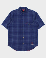 Vintage Y2K 00s Guess Plaid Exposed Hem Short Sleeve Flap Pocket Shirt - L