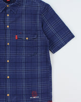 Vintage Y2K 00s Guess Plaid Exposed Hem Short Sleeve Flap Pocket Shirt - L