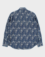 Vintage Y2K 00s Dog House Japan Patch Denim Pearl Snap Button Long Sleeve Western Shirt - M