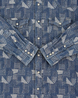 Vintage Y2K 00s Dog House Japan Patch Denim Pearl Snap Button Long Sleeve Western Shirt - M