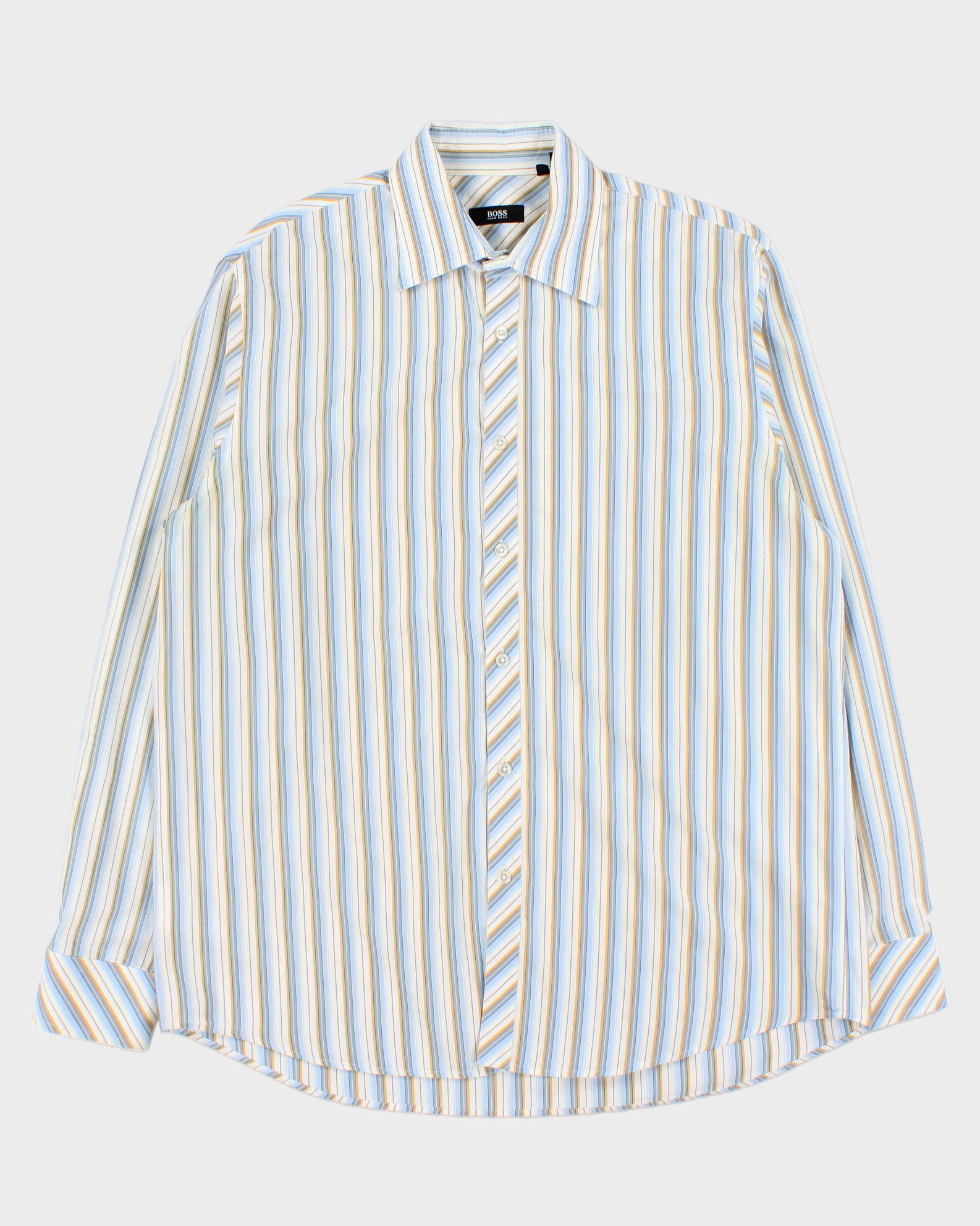 Vintage Y2K 00s Hugo Boss Striped Long Sleeve Formal Shirt - L