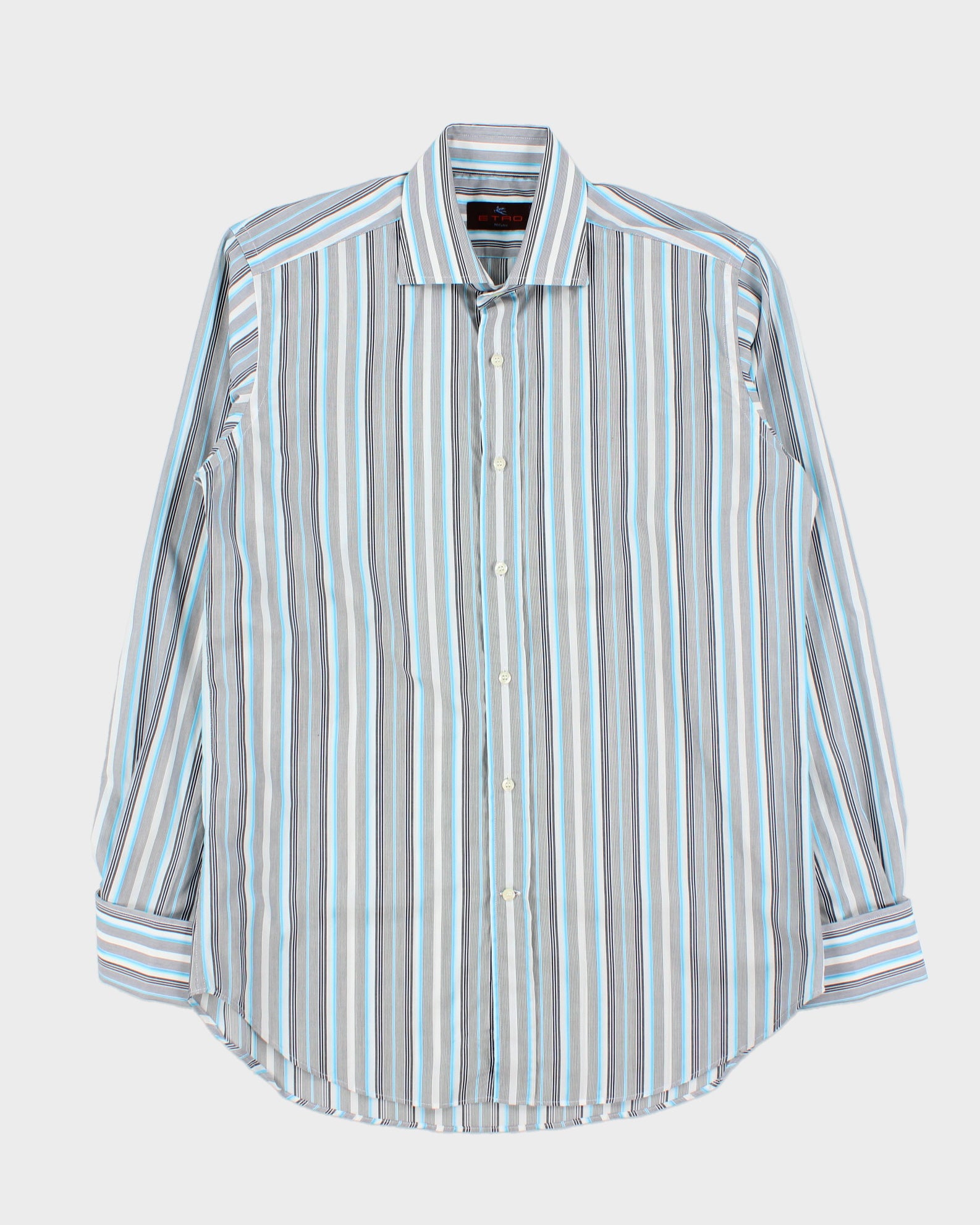 Vintage Y2K 00s Etro Striped Italian Made Long Sleeve Dress Shirt - M