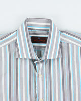 Vintage Y2K 00s Etro Striped Italian Made Long Sleeve Dress Shirt - M