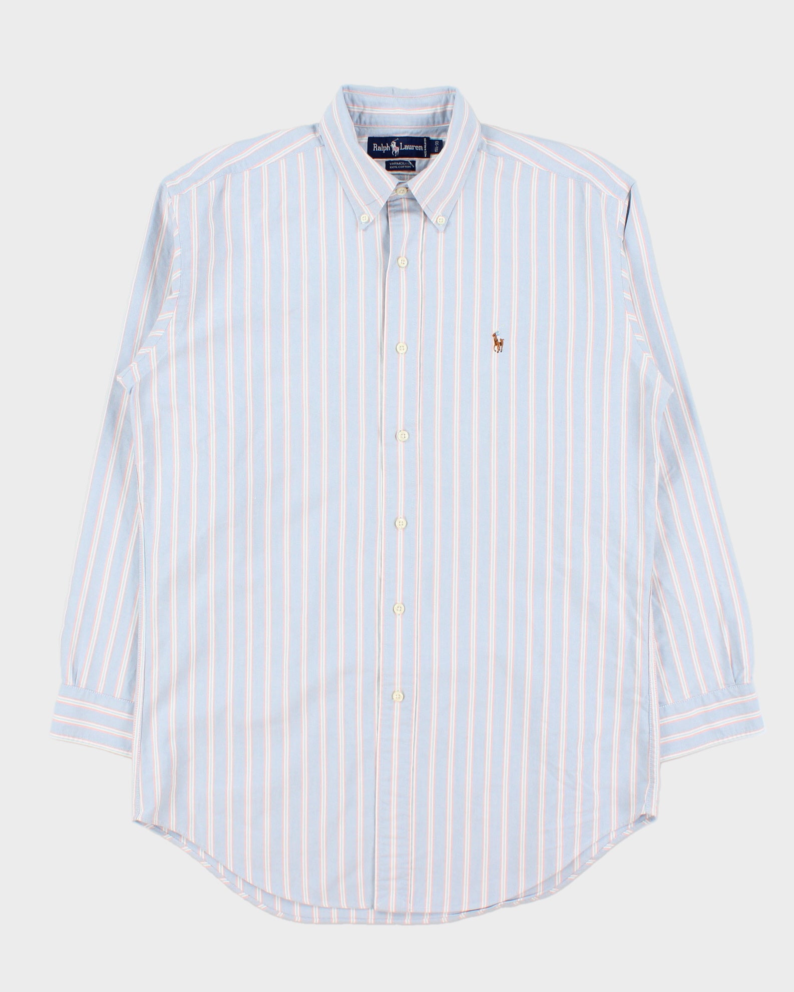 Vintage 1990s Ralph Lauren Yarmouth Striped Long Sleeve Oxford Shirt - M