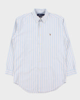 Vintage 1990s Ralph Lauren Yarmouth Striped Long Sleeve Oxford Shirt - M