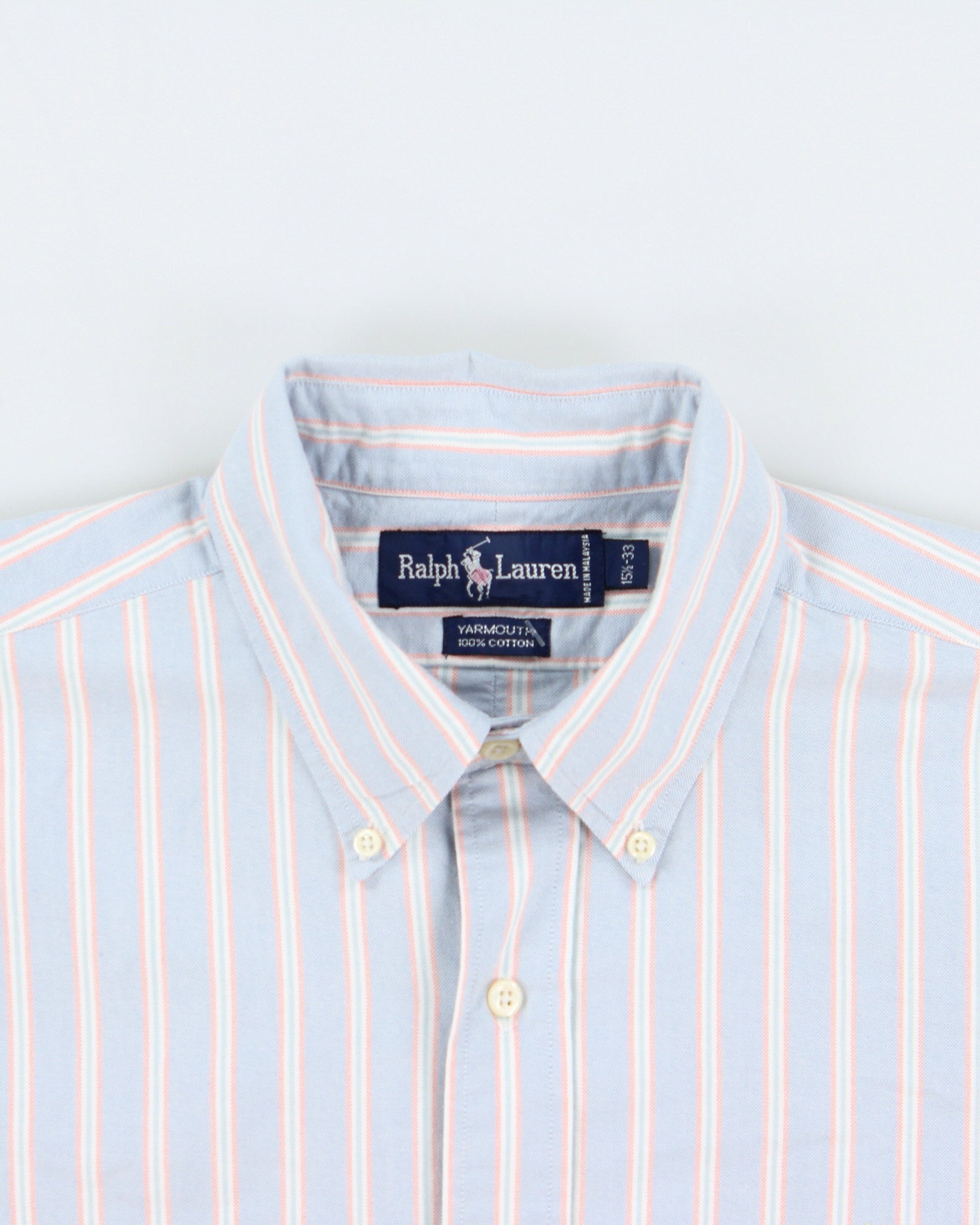Vintage 1990s Ralph Lauren Yarmouth Striped Long Sleeve Oxford Shirt - M