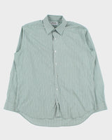 Vintage 1980s Jaeger Check Striped Made In Great Britain Long Sleeve Formal Shirt - L
