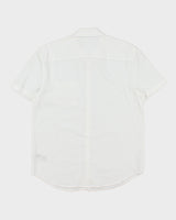James Pearse Standard White Linen Look Relaxed Fit Short Sleeve Pocket Shirt - S