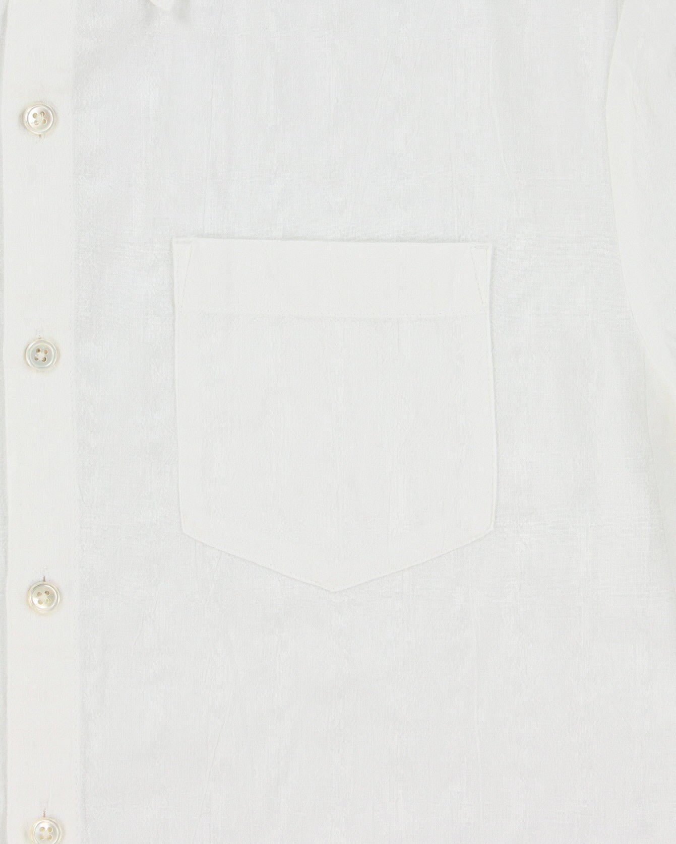 James Pearse Standard White Linen Look Relaxed Fit Short Sleeve Pocket Shirt - S