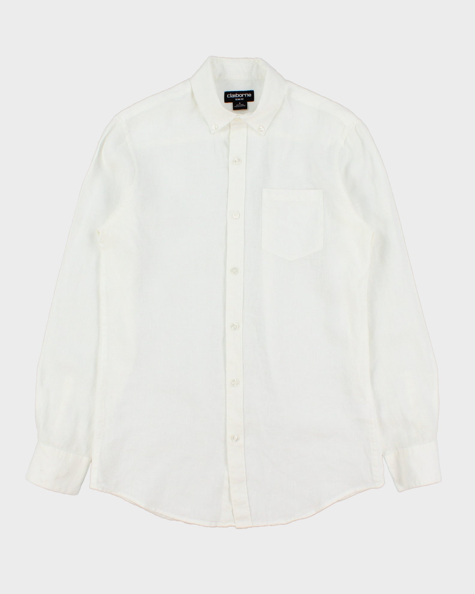 Vintage Y2K 00s Claiborne Ocean Wash Linen Slim Fit Long Sleeve Shirt - S