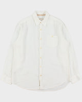 Vintage Y2K 00s Tommy Bahama Striped Ocean Wash Linen Relaxed Fit Long Sleeve Shirt - L