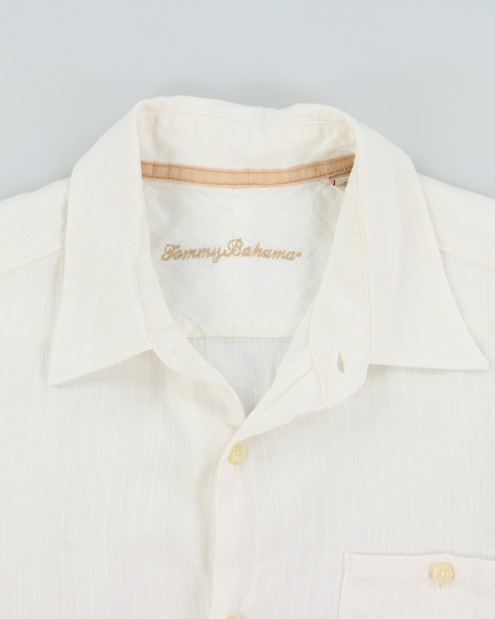 Vintage Y2K 00s Tommy Bahama Striped Ocean Wash Linen Relaxed Fit Long Sleeve Shirt - L