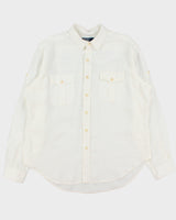 Vintage Y2K 00s Polo Ralph Lauren Ocean Wash Linen Relaxed Fit Long Sleeve Safari Shirt - XL