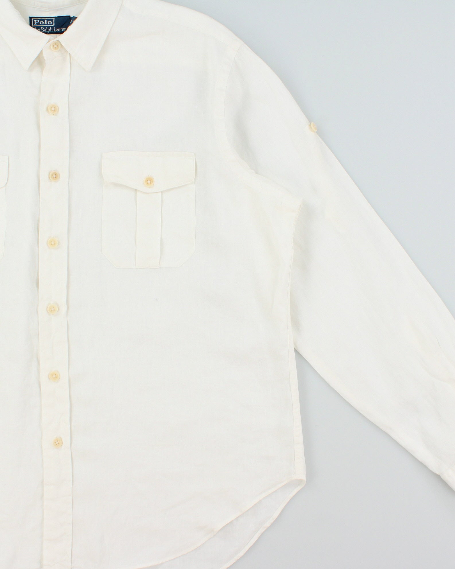 Vintage Y2K 00s Polo Ralph Lauren Ocean Wash Linen Relaxed Fit Long Sleeve Safari Shirt - XL
