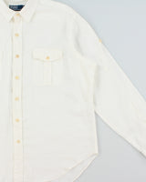 Vintage Y2K 00s Polo Ralph Lauren Ocean Wash Linen Relaxed Fit Long Sleeve Safari Shirt - XL