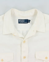 Vintage Y2K 00s Polo Ralph Lauren Ocean Wash Linen Relaxed Fit Long Sleeve Safari Shirt - XL