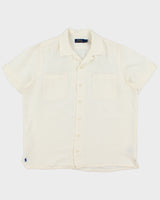 Vintage Polo Ralph Lauren Cream Ocean Wash Linen Relaxed Fit Short Sleeve Cuban Collar Shirt - L