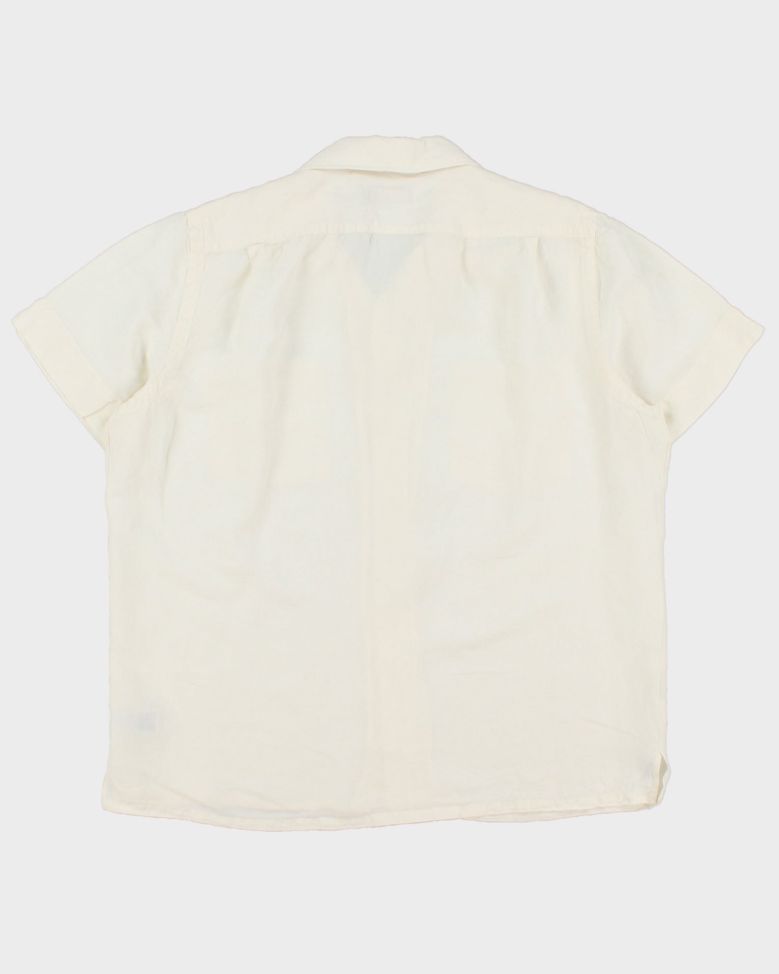Vintage Polo Ralph Lauren Cream Ocean Wash Linen Relaxed Fit Short Sleeve Cuban Collar Shirt - L