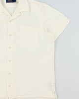 Vintage Polo Ralph Lauren Cream Ocean Wash Linen Relaxed Fit Short Sleeve Cuban Collar Shirt - L