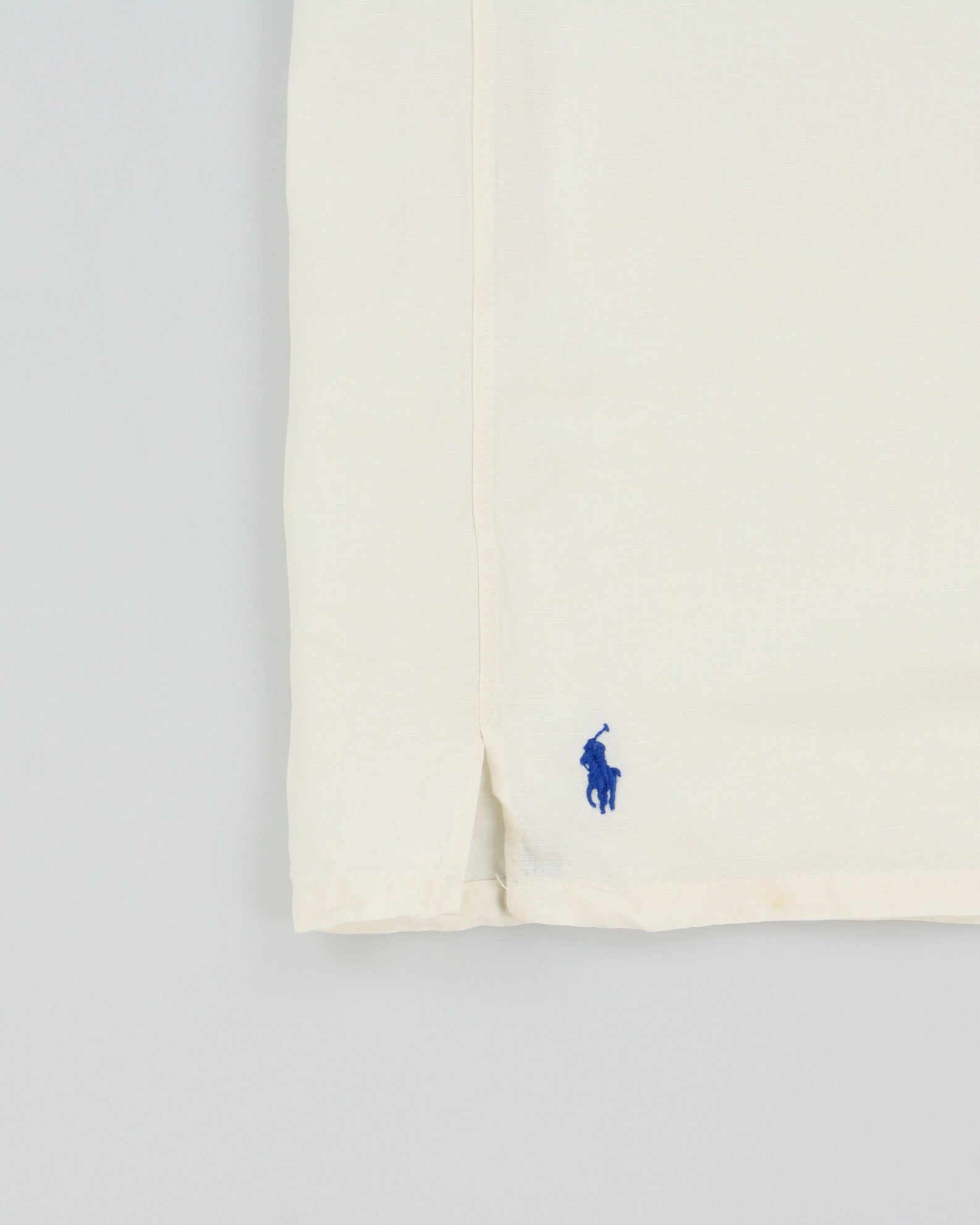 Vintage Polo Ralph Lauren Cream Ocean Wash Linen Relaxed Fit Short Sleeve Cuban Collar Shirt - L