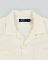 Vintage Polo Ralph Lauren Cream Ocean Wash Linen Relaxed Fit Short Sleeve Cuban Collar Shirt - L