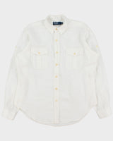 Vintage Y2K 00s Polo Ralph Lauren Ocean Wash Linen Relaxed Fit Long Sleeve Safari Shirt - L