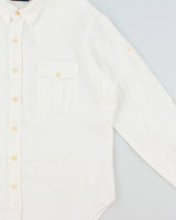 Vintage Y2K 00s Polo Ralph Lauren Ocean Wash Linen Relaxed Fit Long Sleeve Safari Shirt - L