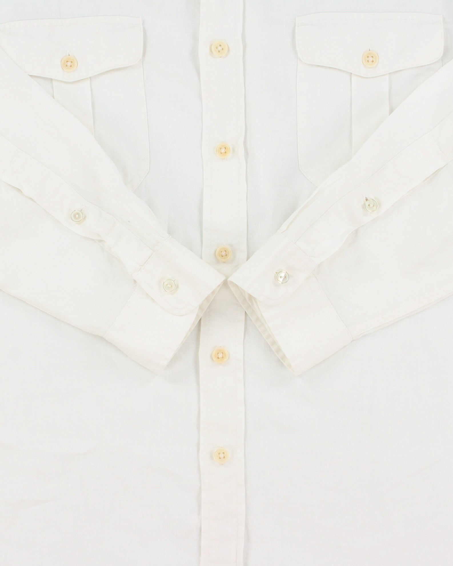 Vintage Y2K 00s Polo Ralph Lauren Ocean Wash Linen Relaxed Fit Long Sleeve Safari Shirt - L