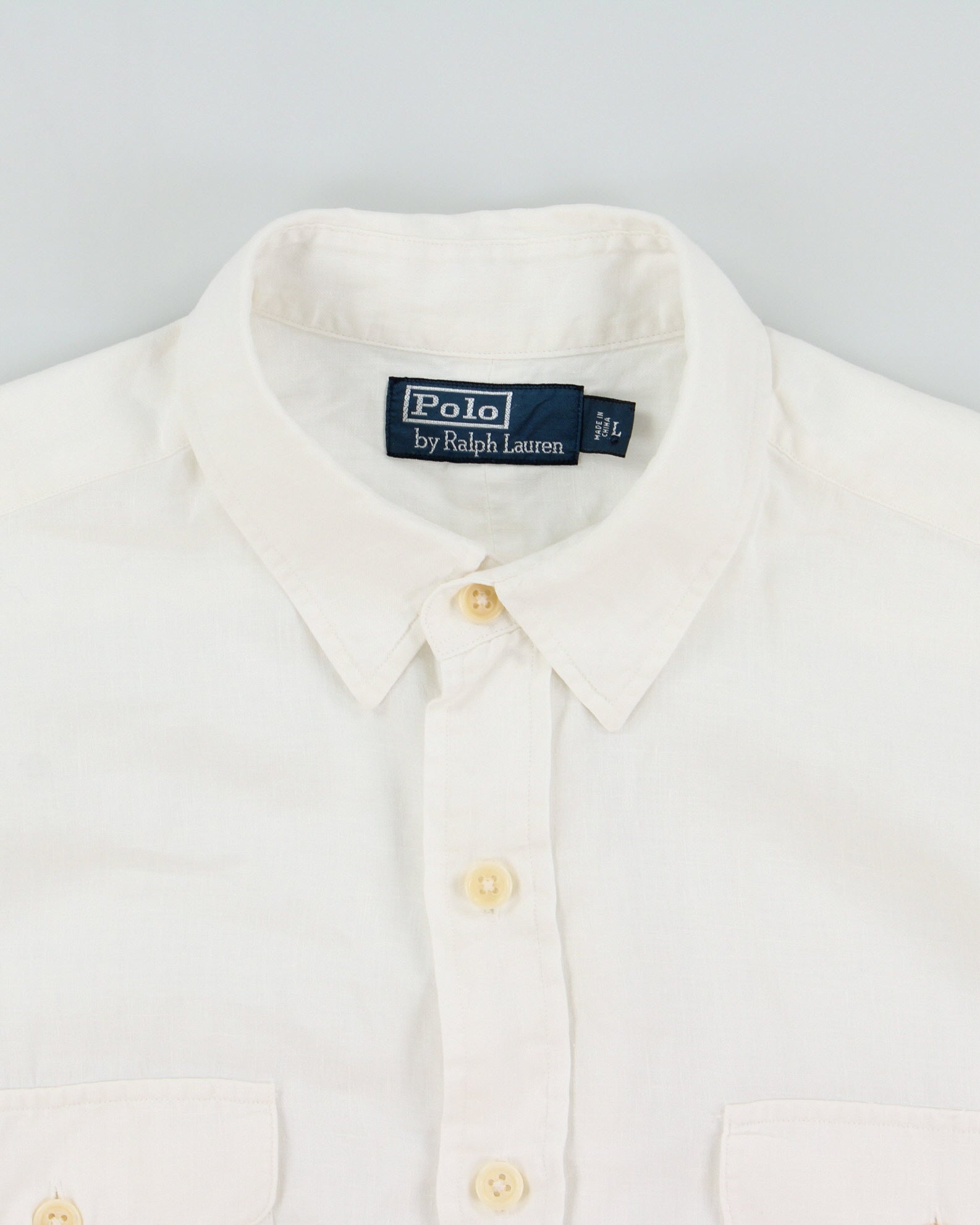 Vintage Y2K 00s Polo Ralph Lauren Ocean Wash Linen Relaxed Fit Long Sleeve Safari Shirt - L