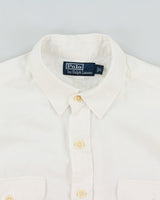 Vintage Y2K 00s Polo Ralph Lauren Ocean Wash Linen Relaxed Fit Long Sleeve Safari Shirt - L