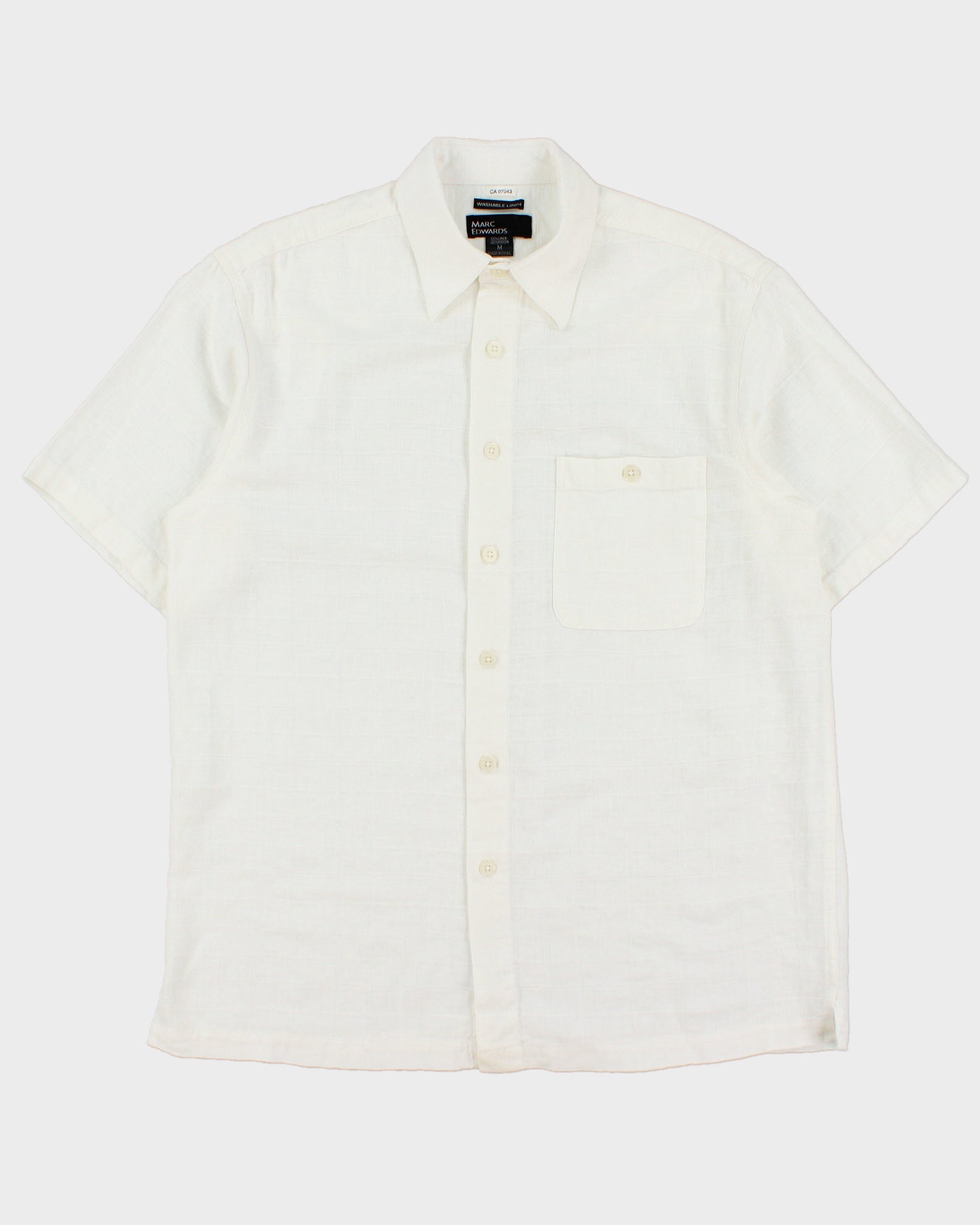 Vintage Y2K 00s Marc Edwards Check Linen Blend Relaxed Fit Short Sleeve Pocket Shirt - L