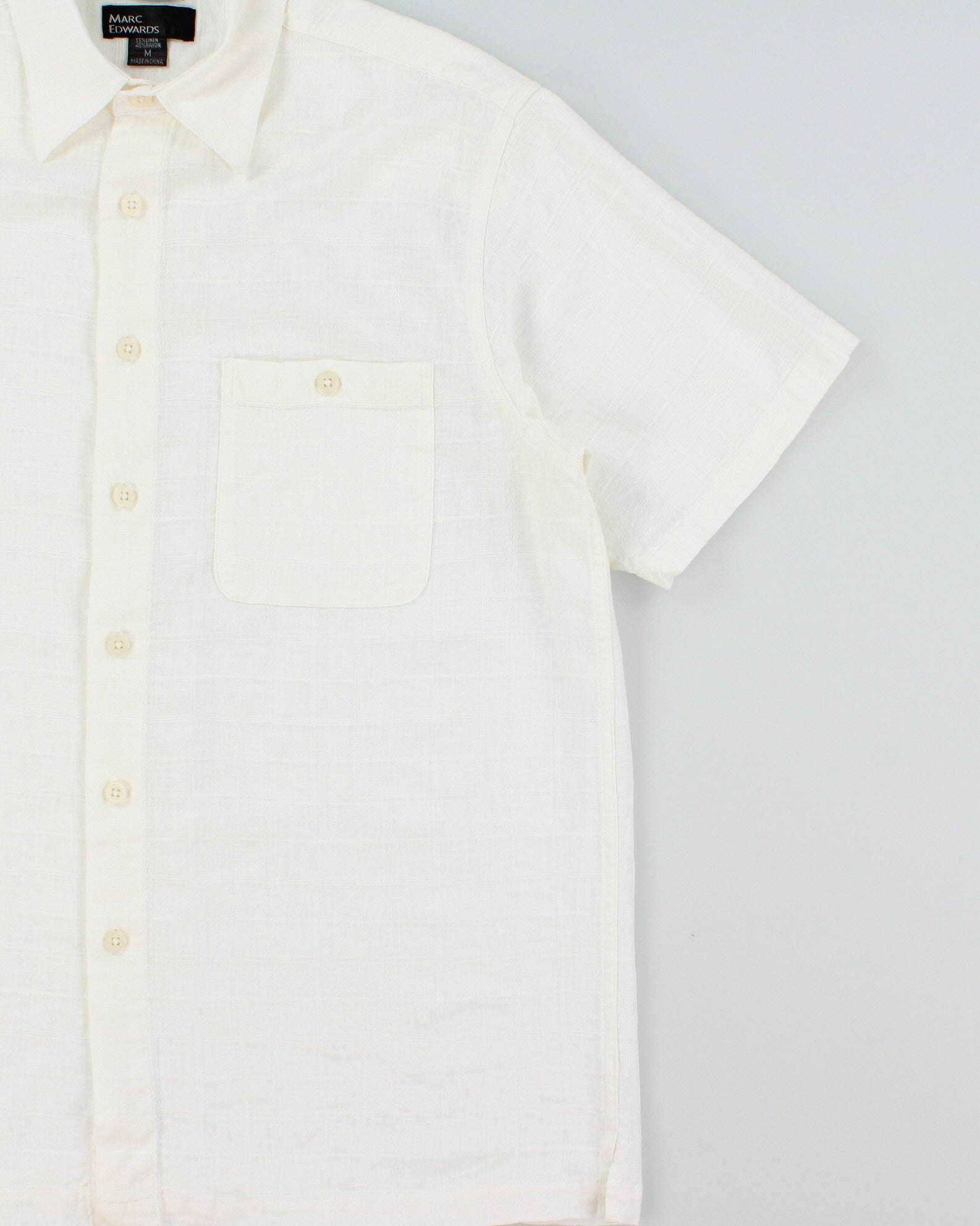 Vintage Y2K 00s Marc Edwards Check Linen Blend Relaxed Fit Short Sleeve Pocket Shirt - L