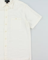 Vintage Y2K 00s Marc Edwards Check Linen Blend Relaxed Fit Short Sleeve Pocket Shirt - L
