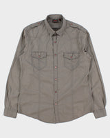 Vintage Y2K 00s Esprit Khaki Canvas Long Sleeve Utility Shirt - L