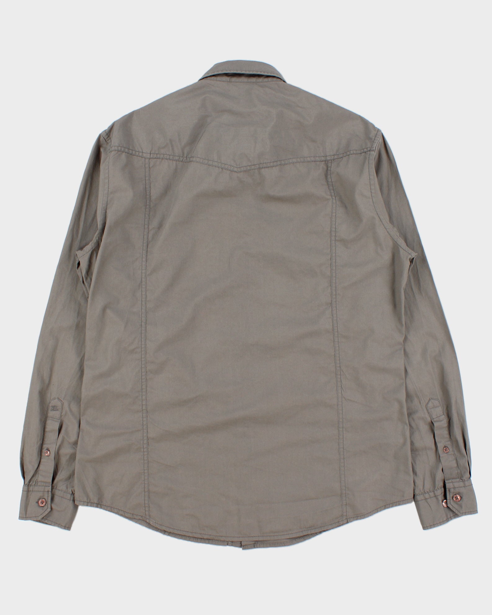 Vintage Y2K 00s Esprit Khaki Canvas Long Sleeve Utility Shirt - L