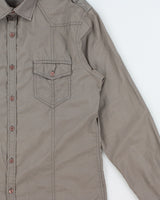 Vintage Y2K 00s Esprit Khaki Canvas Long Sleeve Utility Shirt - L